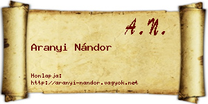 Aranyi Nándor névjegykártya