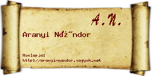 Aranyi Nándor névjegykártya